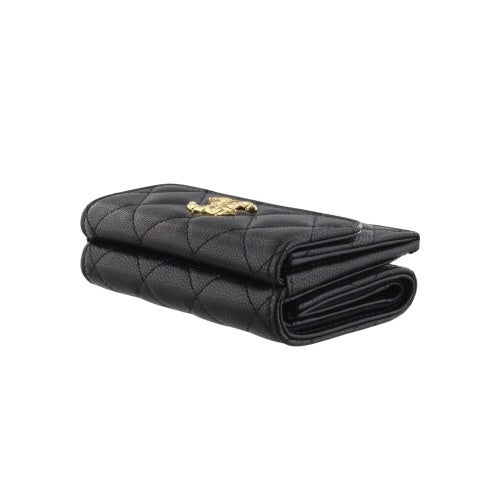 シャネル 三つ折り財布 レディース ブラック CHANEL AP5004 B22653 94305 94305