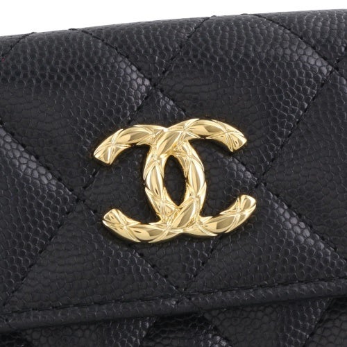シャネル 三つ折り財布 レディース ブラック CHANEL AP5004 B22653 94305 94305
