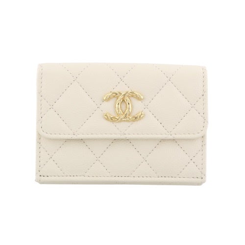 シャネル 三つ折り財布 レディース ホワイト CHANEL AP5004 B22653 U4531 U4531 ベージュ