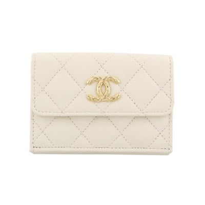 シャネル 三つ折り財布 レディース ベージュ CHANEL AP5004 B22653 【確認用】④ シャネル 財布