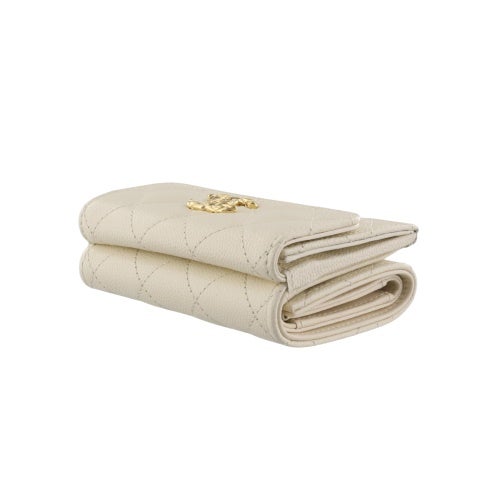 CHANEL シャネル 長財布 ベージュ 財布 折り畳み財布 CHANEL シャネル 二つ折りがま口長財布 ココマーク キャビアスキン