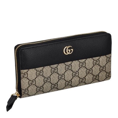 グッチ 長財布 レディース GGマーモント ジップアラウンドウォレット ブラック GUCCI 456117 AAE5E 1069