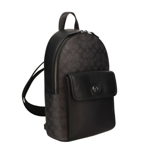 コーチ アウトレット ボディバッグ メンズ ターンロック スリング パック・シグネチャー キャンバス ブラック COACH OUTLET CAJ92 QBMI5 チャコール/ブラック