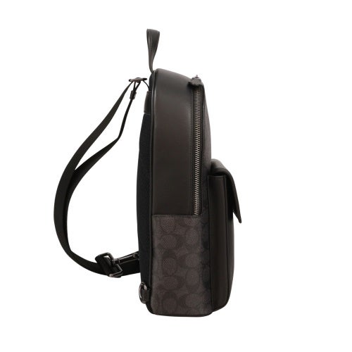 コーチ アウトレット ボディバッグ メンズ ターンロック スリング パック・シグネチャー キャンバス ブラック COACH OUTLET CAJ92 QBMI5 チャコール/ブラック