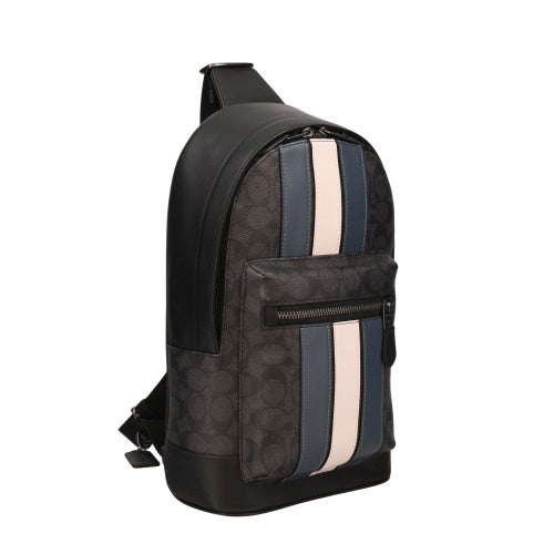 コーチ アウトレット ボディバッグ メンズ ウエスト パック・シグネチャー キャンバス・ヴァーシティ ストライプ ブラック COACH OUTLET CV923 QBOH0 チャコール/デニム/チョーク