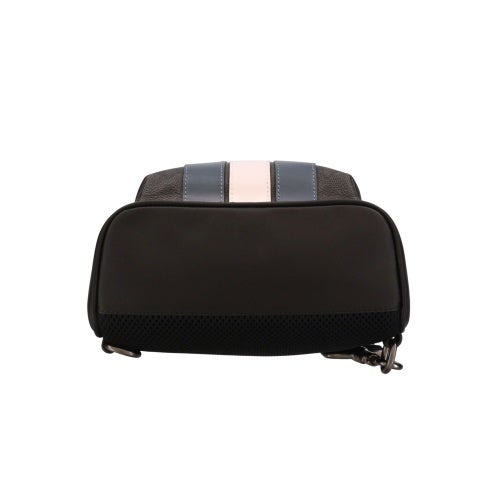 コーチ アウトレット ボディバッグ メンズ ウエスト パック・シグネチャー キャンバス・ヴァーシティ ストライプ ブラック COACH OUTLET CV923 QBOH0 チャコール/デニム/チョーク