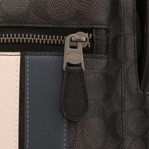 コーチ アウトレット ボディバッグ メンズ ウエスト パック・シグネチャー キャンバス・ヴァーシティ ストライプ ブラック COACH OUTLET CV923 QBOH0 チャコール/デニム/チョーク