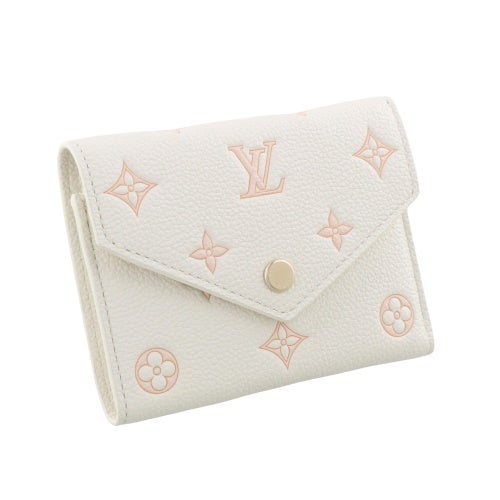 ルイヴィトン 三つ折り財布 モノグラム アンプラント ポルトフォイユ・ヴィクトリーヌ ホワイト LOUIS VUITTON M28299 ミルキーホワイト/ピーチ
