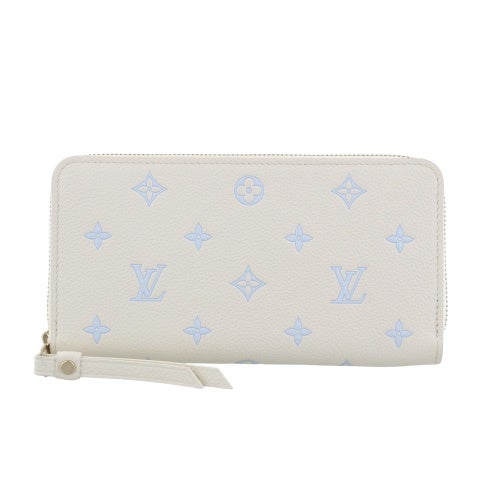 ルイヴィトン 長財布 モノグラム アンプラント ジッピー・ウォレット ホワイト LOUIS VUITTON M28131 ミルキーホワイト/ブルー