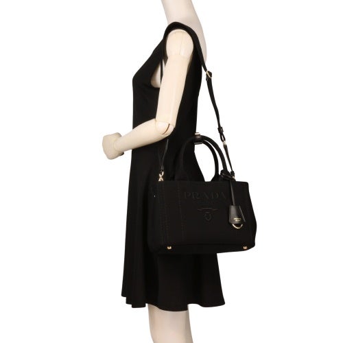 プラダ ハンドバッグ レディース CANAPA RICAMO ブラック PRADA 1BG464 V 8OK 2CYA F0002 NERO