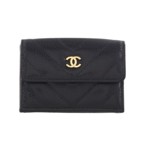 シャネル 三つ折り財布 レディース ブラック CHANEL AP5202 B23785 C3906 ブラック