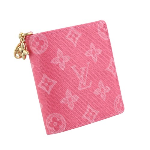 ルイヴィトン 二つ折り財布 モノグラム ポケットウォレット・ＬＶ チャーム ピンク LOUIS VUITTON M27680 Rose Ruban