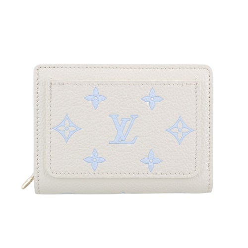 ルイヴィトン 二つ折り財布 モノグラム･エクリプス ポルトフォイユ・クレア ホワイト LOUIS VUITTON M28274 ミルキーホワイト/ブルー