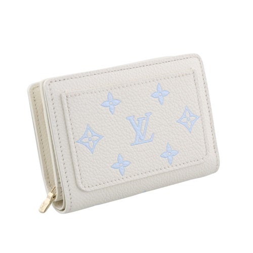ルイヴィトン 二つ折り財布 モノグラム･エクリプス ポルトフォイユ・クレア ホワイト LOUIS VUITTON M28274 ミルキーホワイト/ブルー