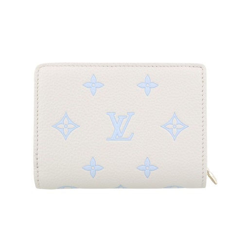 ルイヴィトン 二つ折り財布 モノグラム･エクリプス ポルトフォイユ・クレア ホワイト LOUIS VUITTON M28274 ミルキーホワイト/ブルー