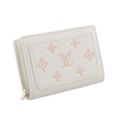 ルイヴィトン 二つ折り財布 モノグラム･エクリプス ポルトフォイユ・クレア ホワイト LOUIS VUITTON M28275 ミルキーホワイト/ピーチ