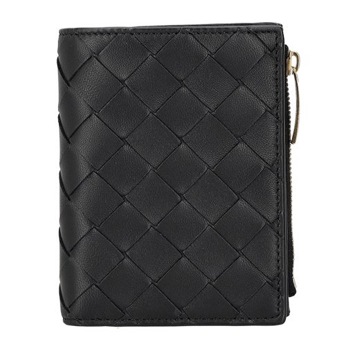 ボッテガヴェネタ 二つ折り財布 レディース マキシイントレチャート MAXI INTRECCIAT ブラック BOTTEGA VENETA 742330 V3UH2 8425