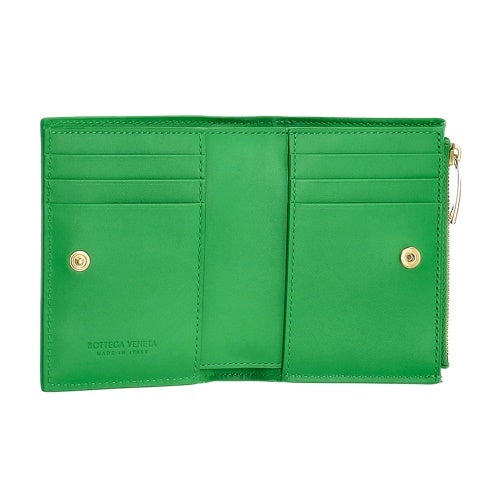 ボッテガヴェネタ 二つ折り財布 レディース マキシイントレチャート MAXI INTRECCIAT グリーン BOTTEGA VENETA 742698 V3UO3 3722