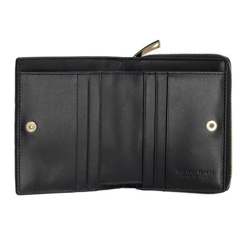 ボッテガヴェネタ 二つ折り財布 レディース マキシイントレチャート MAXI INTRECCIAT ブラック BOTTEGA VENETA 750253 V3UO1 8425