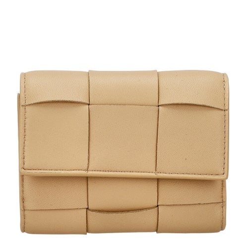 ボッテガヴェネタ 三つ折り財布 レディース マキシイントレチャート MAXI INTRECCIAT ベージュ BOTTEGA VENETA 651372 V3UO1 2700