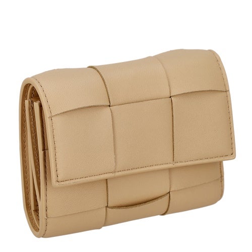 ボッテガヴェネタ 三つ折り財布 レディース マキシイントレチャート MAXI INTRECCIAT ベージュ BOTTEGA VENETA 651372 V3UO1 2700
