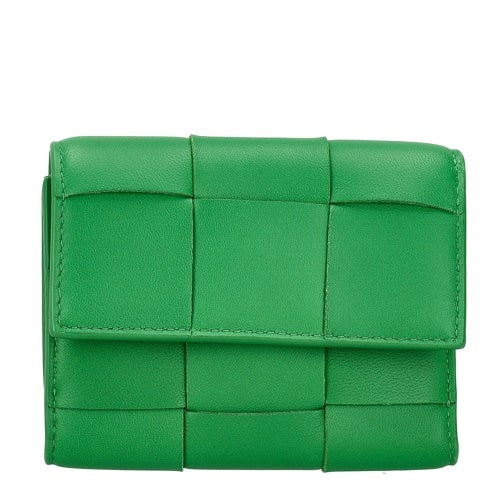 ボッテガヴェネタ 三つ折り財布 レディース マキシイントレチャート MAXI INTRECCIAT グリーン BOTTEGA VENETA 651372 V3UO1 3722