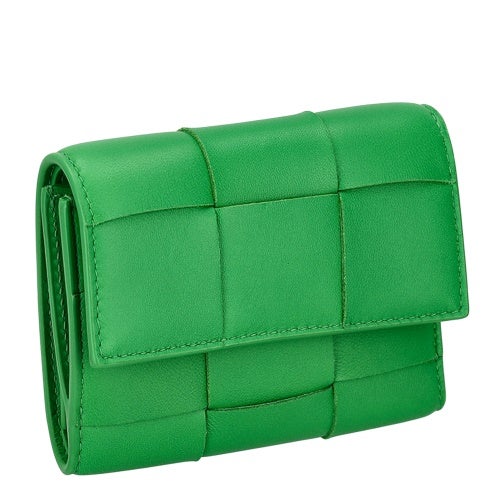 ボッテガヴェネタ 三つ折り財布 レディース マキシイントレチャート MAXI INTRECCIAT グリーン BOTTEGA VENETA 651372 V3UO1 3722
