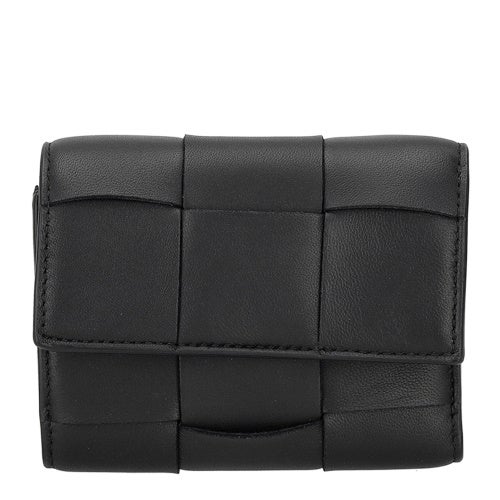 ボッテガヴェネタ 三つ折り財布 レディース マキシイントレチャート MAXI INTRECCIAT ブラック BOTTEGA VENETA 651372 V3UO1 8425
