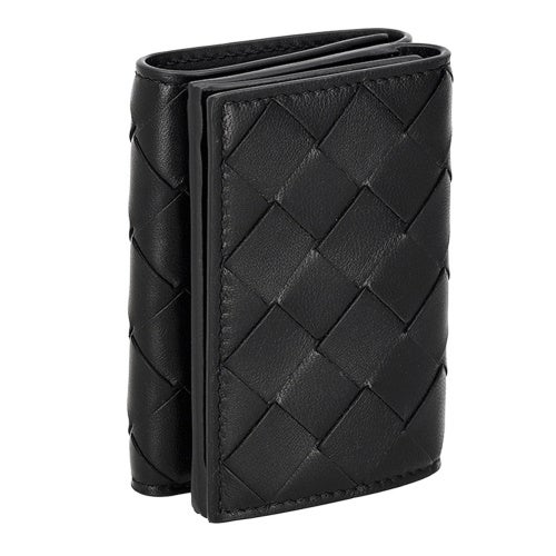 ボッテガヴェネタ 三つ折り財布 レディース イントレチャート ブラック BOTTEGA VENETA 666944 V3UH2 8425