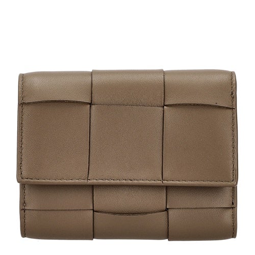 BOTTEGA VENETA 財布 ブラウン カセット ラウンドファスナー長財布 レザー ダークブラウン ボッテガ