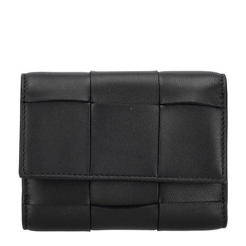 ボッテガヴェネタ 三つ折り財布 レディース マキシイントレチャート MAXI INTRECCIAT ブラック BOTTEGA VENETA 750245 V3UO1 8425