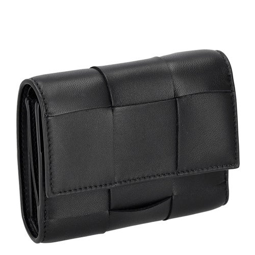 ボッテガヴェネタ 三つ折り財布 レディース マキシイントレチャート MAXI INTRECCIAT ブラック BOTTEGA VENETA 750245 V3UO1 8425