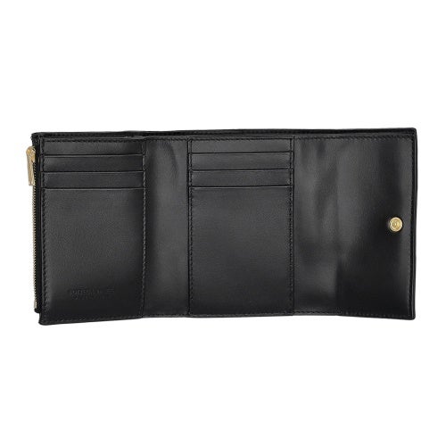 ボッテガヴェネタ 三つ折り財布 レディース マキシイントレチャート MAXI INTRECCIAT ブラック BOTTEGA VENETA 750245 V3UO1 8425