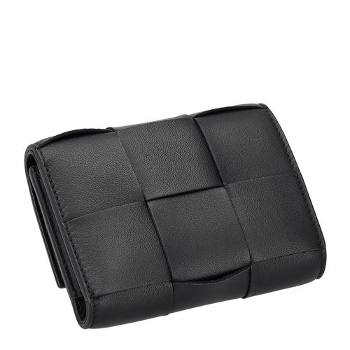 ボッテガヴェネタ 三つ折り財布 レディース マキシイントレチャート MAXI INTRECCIAT ブラック BOTTEGA VENETA 750245 V3UO1 8425