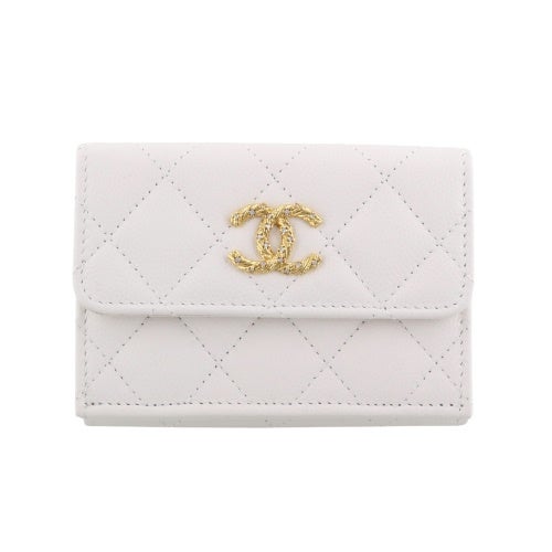 シャネル 三つ折り財布 レディース ココマーク ホワイト CHANEL AP5075 B23239 10601