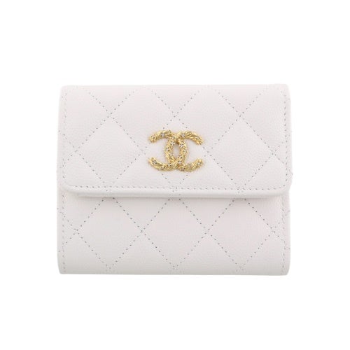 シャネル 三つ折り財布 レディース ココマーク ホワイト CHANEL AP5076 B23239 10601