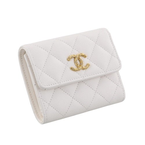 シャネル 三つ折り財布 レディース ココマーク ホワイト CHANEL AP5076 B23239 10601