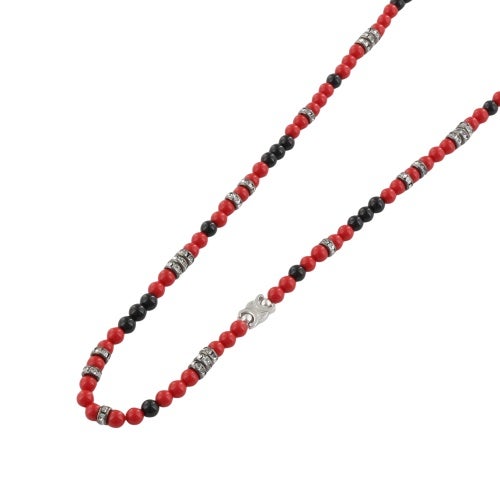 セリーヌ ネックレス メンズ SAN ONOFRE TRIOMPHE NECKLACE レッド CELINE 461OT 6OGB 27SR BLACK/RED/SILVER