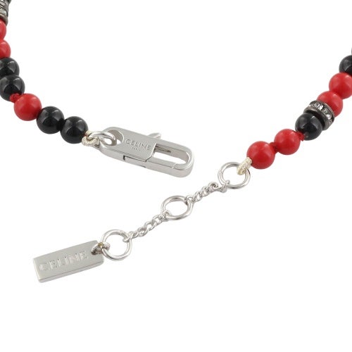 セリーヌ ブレスレット メンズ SAN ONOFRE TRIOMPHE BRACELET レッド CELINE 461OU 6OGB 27SR BLACK/RED/SILVER