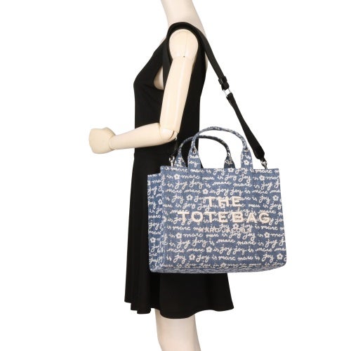 マークジェイコブス トートバッグ レディース The Joy Denim Medium Tote Bag ブルー Marc Jacobs 2F5HTT019H02 404 INDIGO MULTI