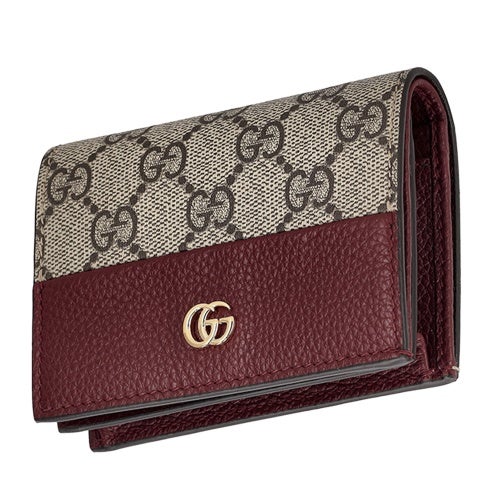 グッチ 二つ折り財布 レディース GGスプリームキャンバス レッド GUCCI