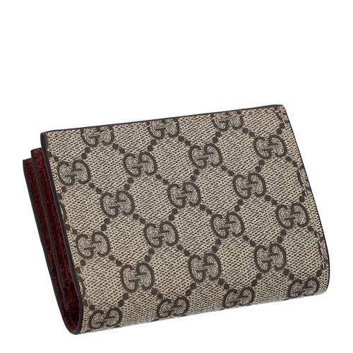グッチ 二つ折り財布 レディース GGスプリームキャンバス レッド GUCCI