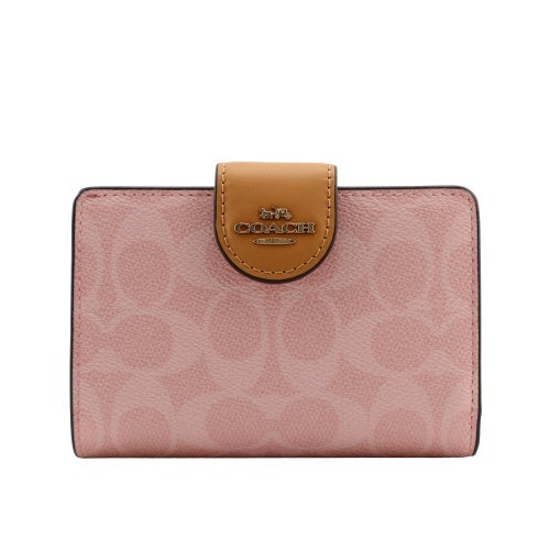 COACH 二つ折り財布 ブラウン・ピンク 並行輸入:アウトレット品 コーチ アウトレット 二つ折り財布 レディース ピンク COACH OUTLET