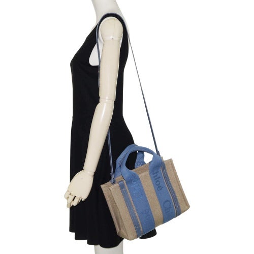 クロエ ハンドバッグ レディース WOODY SMALL TOTE&S ブルー CHLOE