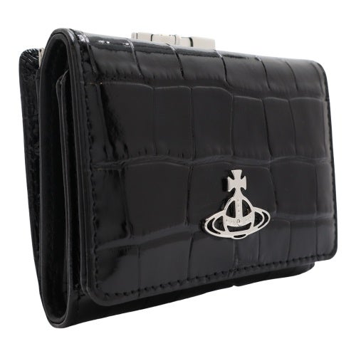新品 Vivienne Westwood 黒ブラック VW柄 専用内装 三つ折り ヴィヴィアンウエストウッド 三つ折り財布 レディース ブラック