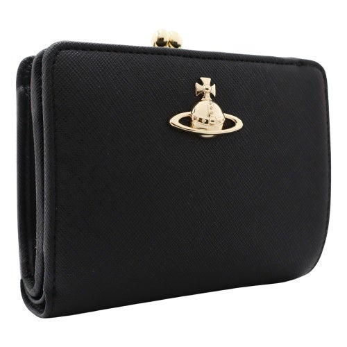ヴィヴィアンウエストウッド がま口 二つ折り財布 レディース ブラック Vivienne Westwood 5115002XW S000B N402 BLACK 3D ORB