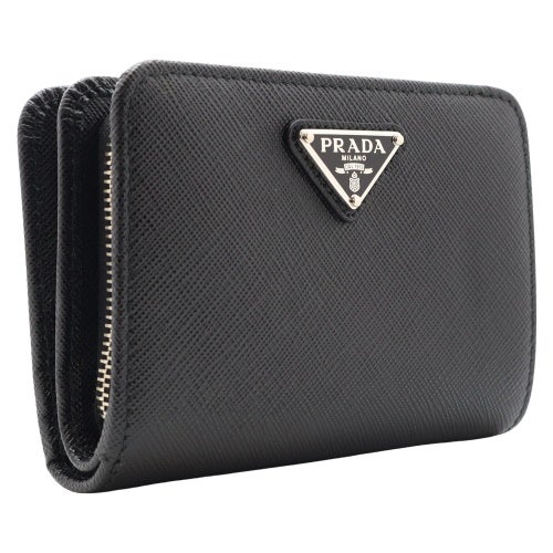 プラダ 二つ折り財布 レディース SAFFIANO TRIANGOLO ブラック PRADA 1ML018 QHH F0632 NERO 1