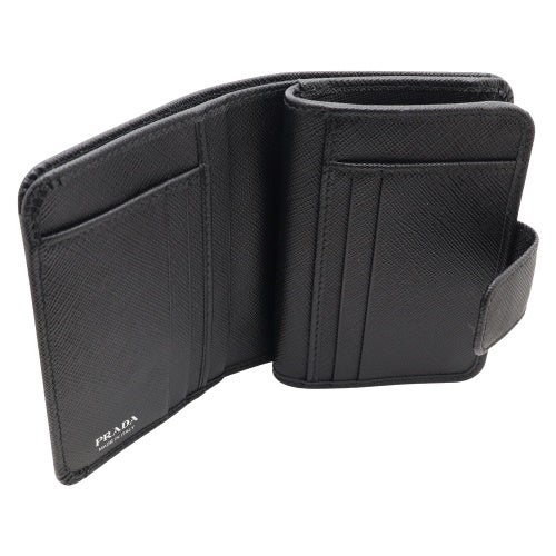 プラダ 二つ折り財布 レディース SAFFIANO TRIANGOLO ブラック PRADA 1ML018 QHH F0632 NERO 1