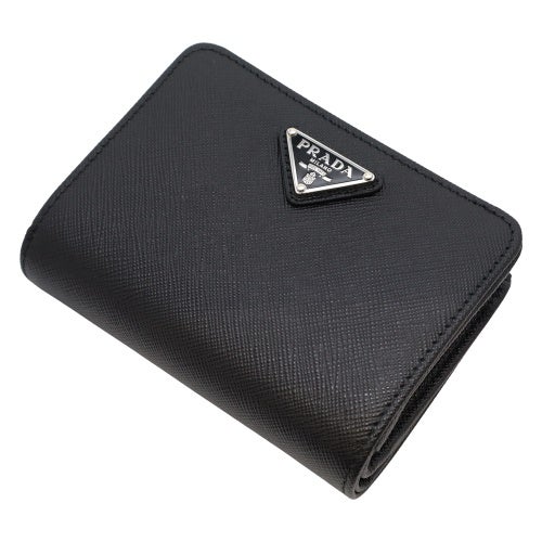 プラダ 二つ折り財布 レディース SAFFIANO TRIANGOLO ブラック PRADA 1ML018 QHH F0632 NERO 1