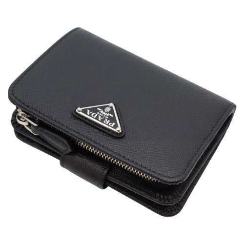 プラダ 二つ折り財布 レディース SAFFIANO TRIANGOLO ブラック PRADA 1ML018 QHH F0632 NERO 1